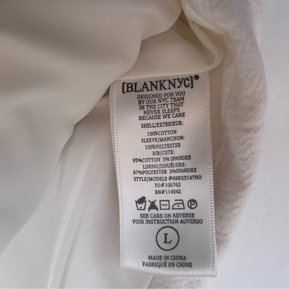 ANTHROPOLOGIE Blank NYC Mesh Detail Crepe moto Jacket biker white size large - Picture 4 of 4